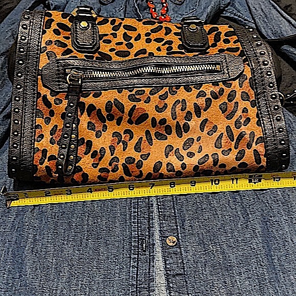 Replica orYANY Leopard Print/Cowhide Satchel Bag - Picture 11 of 12